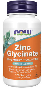 NOW Zinc Glycinate 120капс