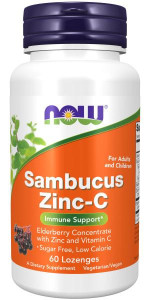 NOW Sambucus + Zinc-C 60 жев табл