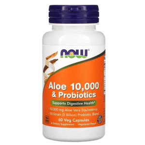 NOW Aloe Vera 10000 мг & Probiotics 60 капсул