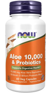 NOW Aloe Vera 10000 мг & Probiotics 60 капсул