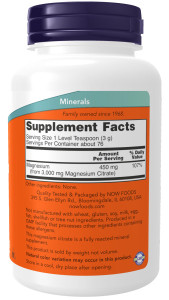 NOW Magnesium Citrate Pure Powder 227 гр NOW Magnesium Citrate Pure Powder 227 гр