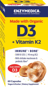 Enzymedica Vitamin D3+K2 60 капс