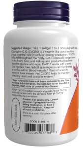 NOW Коэнзим Ку-10/CoQ10 400 мг 60 софт капс