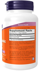 NOW Alpha Lipoic Acid 250 mg 120 капс NOW Alpha Lipoic Acid 250 mg 120 капс