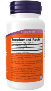 NOW Alpha Lipoic Acid 250 mg 60 капс NOW Alpha Lipoic Acid 250 mg 60 капс