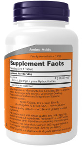 NOW L-Lysine 1000 мг 100 табл NOW L-Lysine 1000 мг 100 табл