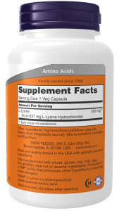 NOW L-Lysine 500 mg 100 caps NOW L-Lysine 500 mg 100 caps