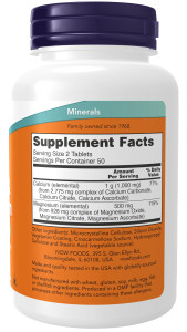 NOW Calcium & Magnesium 2:1 ratio 500/250 мг 100 табл NOW Calcium & Magnesium 2:1 ratio 500/250 мг 100 табл