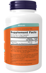 NOW Magnesium Citrate 400 mg 120 капс NOW Magnesium Citrate 400 mg 120 капс