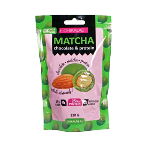 Chikalab Драже "Миндаль в белом шоколаде с зеленой матчей" 120 гр