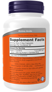 NOW Acetyl-L-Сarnitine 500 мг 100 капс NOW Acetyl-L-Сarnitine 500 мг 100 капс