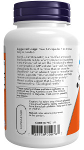 NOW Acetyl-L-Сarnitine 500 мг 100 капс NOW Acetyl-L-Сarnitine 500 мг 100 капс