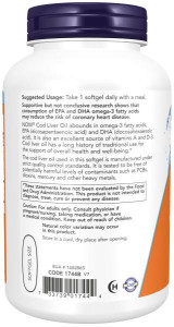 NOW Cod Liver Oil 1000 mg 180 капс NOW Cod Liver Oil 1000 mg 180 капс